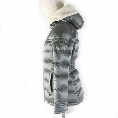 Prada 20AW 29p794 Triangle Logo/triangle Plate Sheepskin Fur Hooded Down Jacket