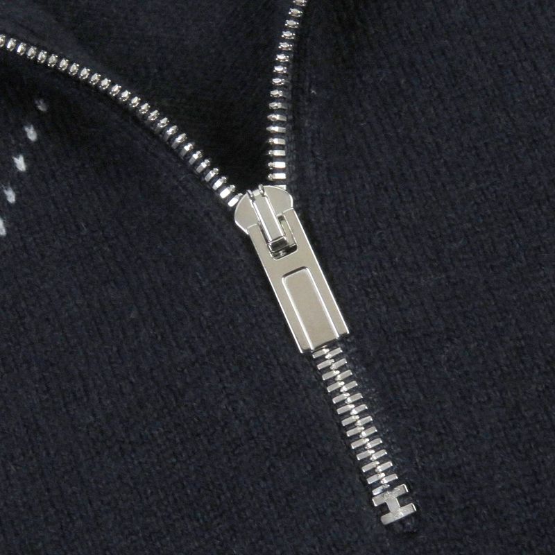 Hermes 18SS 100% Cashmere Trump Pattern H Logo Hardware Half Zip Pullover Knit