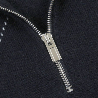 Hermes 18SS 100% Cashmere Trump Pattern H Logo Hardware Half Zip Pullover Knit