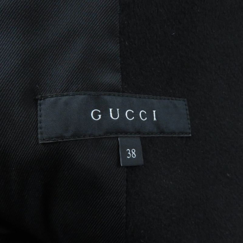 Gucci 325072 100% Wool Double Breasted Coat With Logo Button And Epaulettes