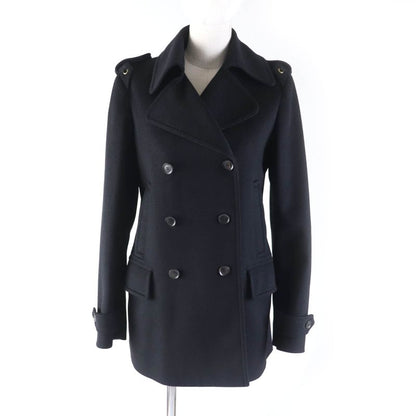 Gucci 325072 100% Wool Double Breasted Coat With Logo Button And Epaulettes