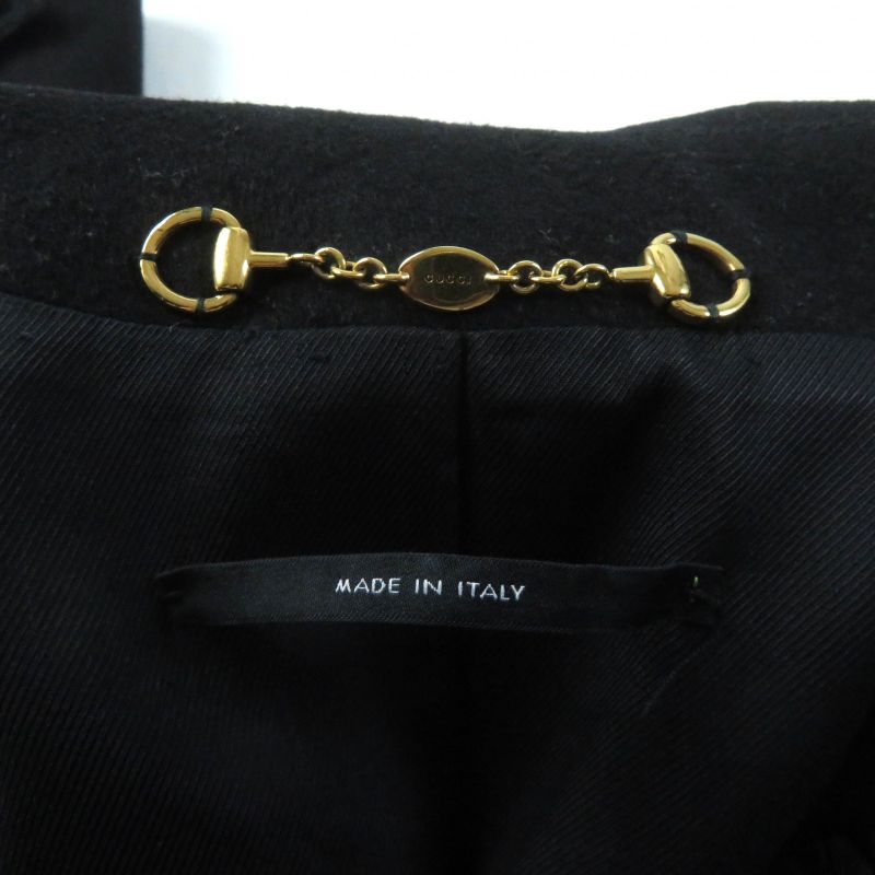 Gucci 325072 100% Wool Double Breasted Coat With Logo Button And Epaulettes