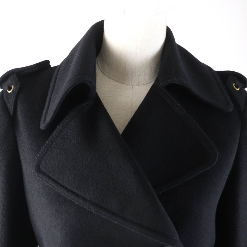 Gucci 325072 100% Wool Double Breasted Coat With Logo Button And Epaulettes