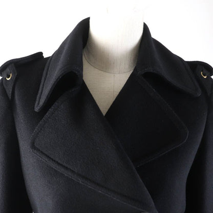 Gucci 325072 100% Wool Double Breasted Coat With Logo Button And Epaulettes