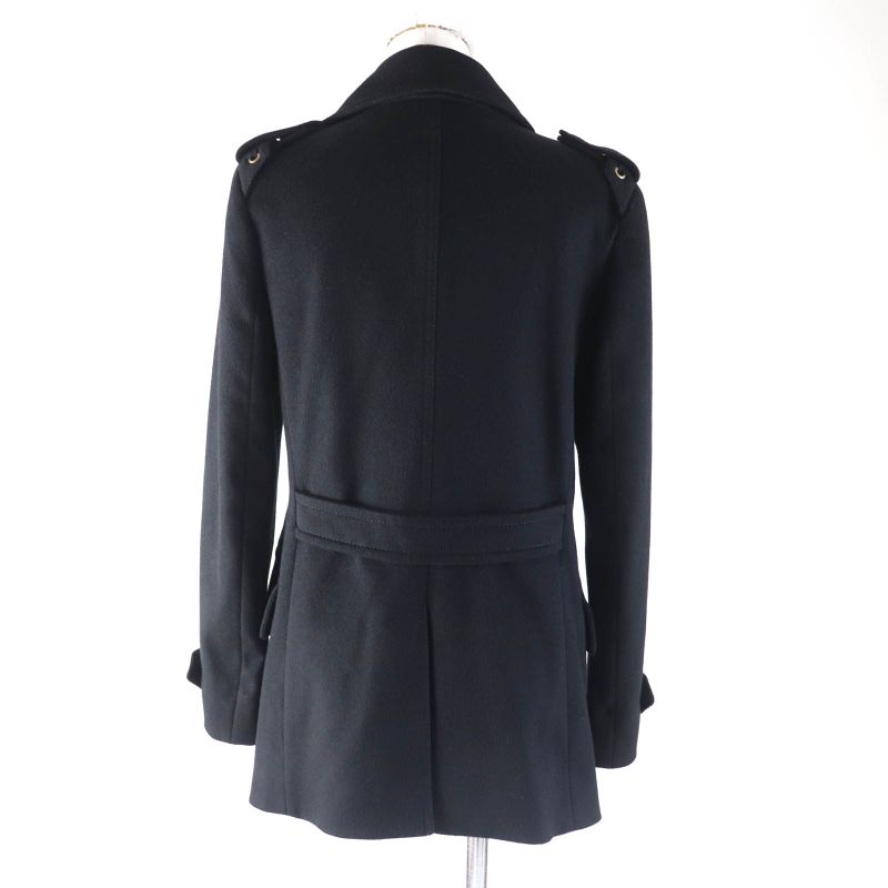 Gucci 325072 100% Wool Double Breasted Coat With Logo Button And Epaulettes