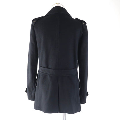 Gucci 325072 100% Wool Double Breasted Coat With Logo Button And Epaulettes
