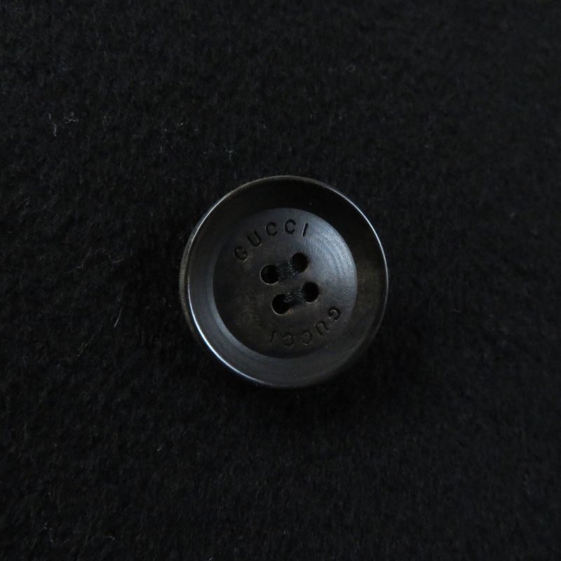 Gucci 325072 100% Wool Double Breasted Coat With Logo Button And Epaulettes