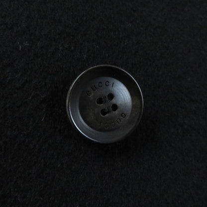 Gucci 325072 100% Wool Double Breasted Coat With Logo Button And Epaulettes