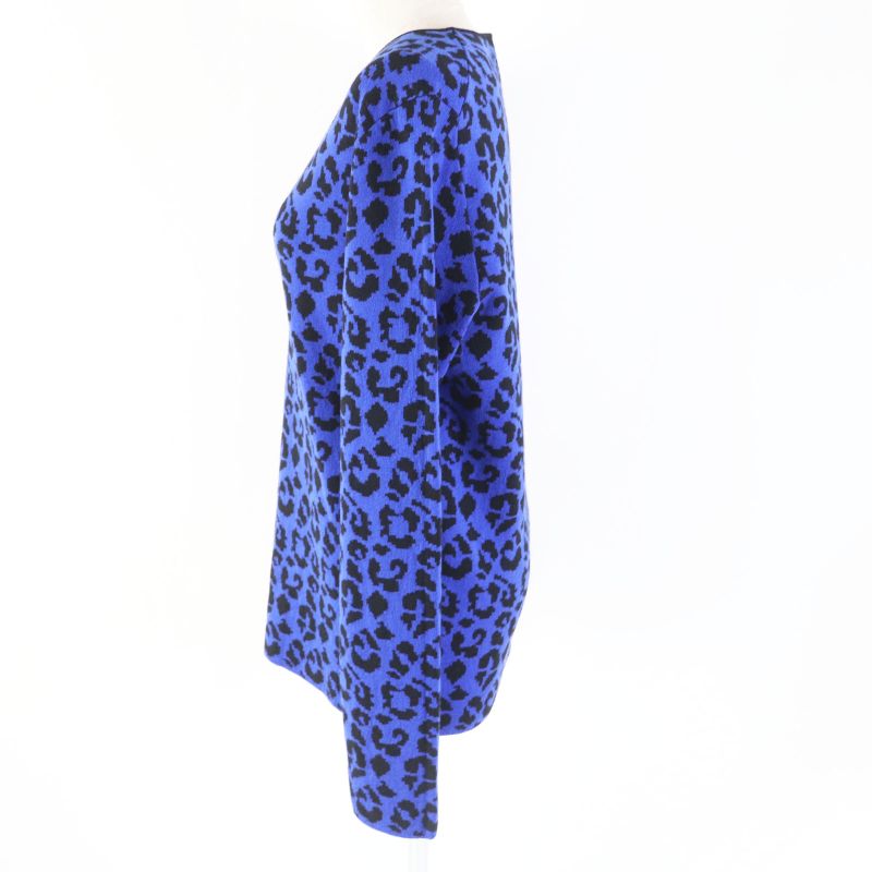 LOEWE H326907070co 100% Wool Long Sleeve Knit Pullover With Leopard Pattern