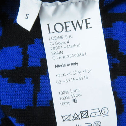 LOEWE H326907070co 100% Wool Long Sleeve Knit Pullover With Leopard Pattern