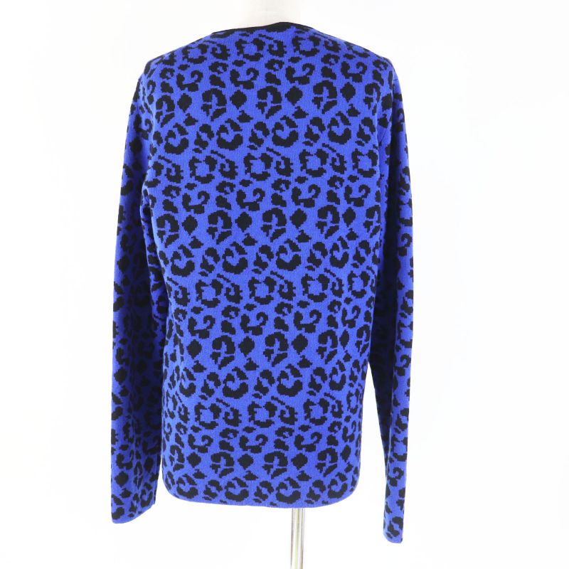 LOEWE H326907070co 100% Wool Long Sleeve Knit Pullover With Leopard Pattern