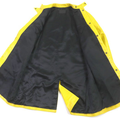 Prada 2021 Ups564 Triangle Logo Triangle Plate Lamb Leather Coat Yellow S With