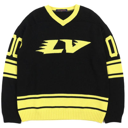 Louis Vuitton 22AW Amen Break LV Intarsia Football Cashmere Blend V-neck Long