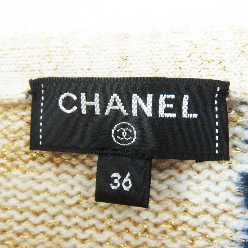 CHANEL 19A P61696 Cashmere With Coco Mark Plate Design Sleeve Long Sleeve Knit