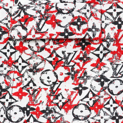 Louis Vuitton 18SS Monogram Jacquard Collarless Zip-up Long Coat Red White