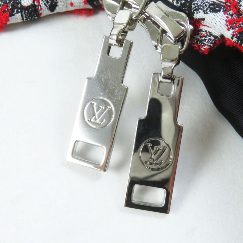 Louis Vuitton 18SS Monogram Jacquard Collarless Zip-up Long Coat Red White