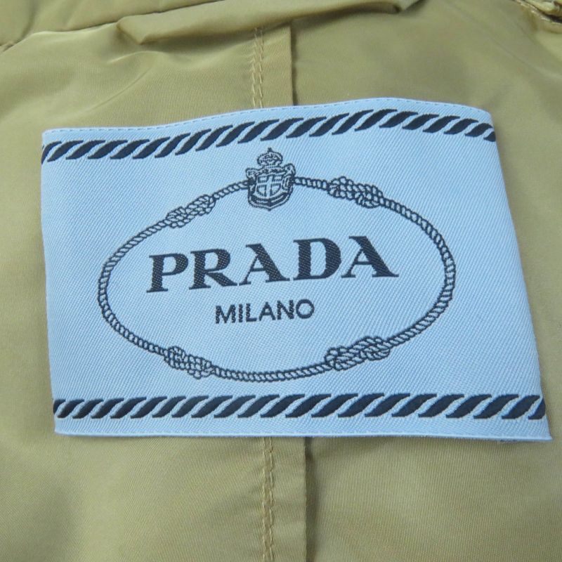 Prada 2021 292024 Re-nylon Nylon Long Length Coat Beige 38 With Hanger And