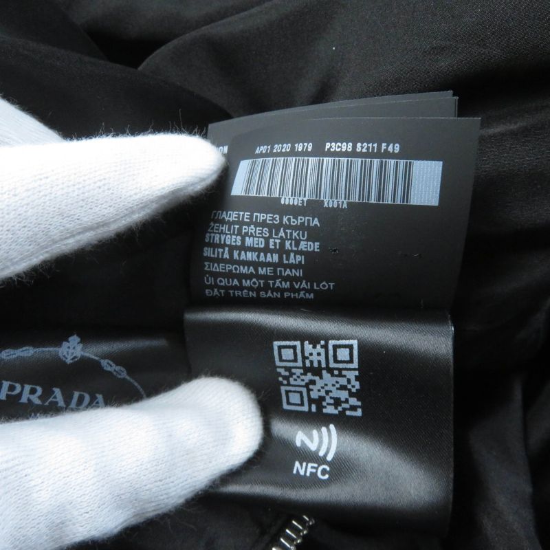 Prada 2020 P3c98 100% Silk Zip Up Long Sleeve Balloon Long Dress Black 38 Made