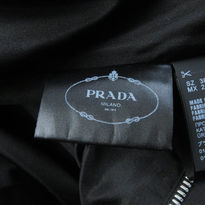 Prada 2020 P3c98 100% Silk Zip Up Long Sleeve Balloon Long Dress Black 38 Made