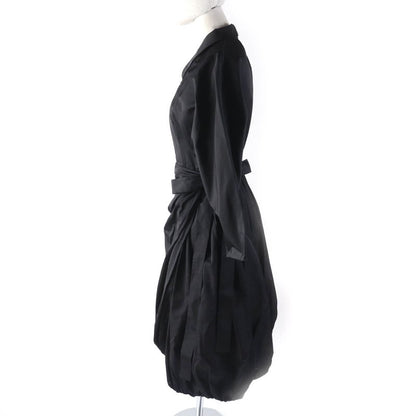 Prada 2020 P3c98 100% Silk Zip Up Long Sleeve Balloon Long Dress Black 38 Made