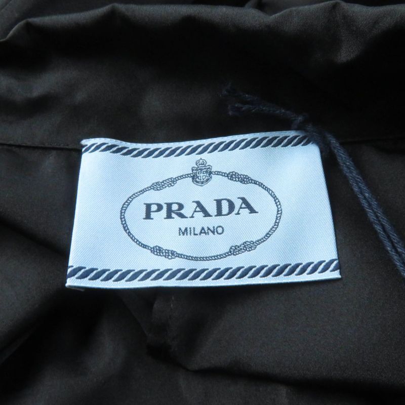 Prada 2020 P3c98 100% Silk Zip Up Long Sleeve Balloon Long Dress Black 38 Made