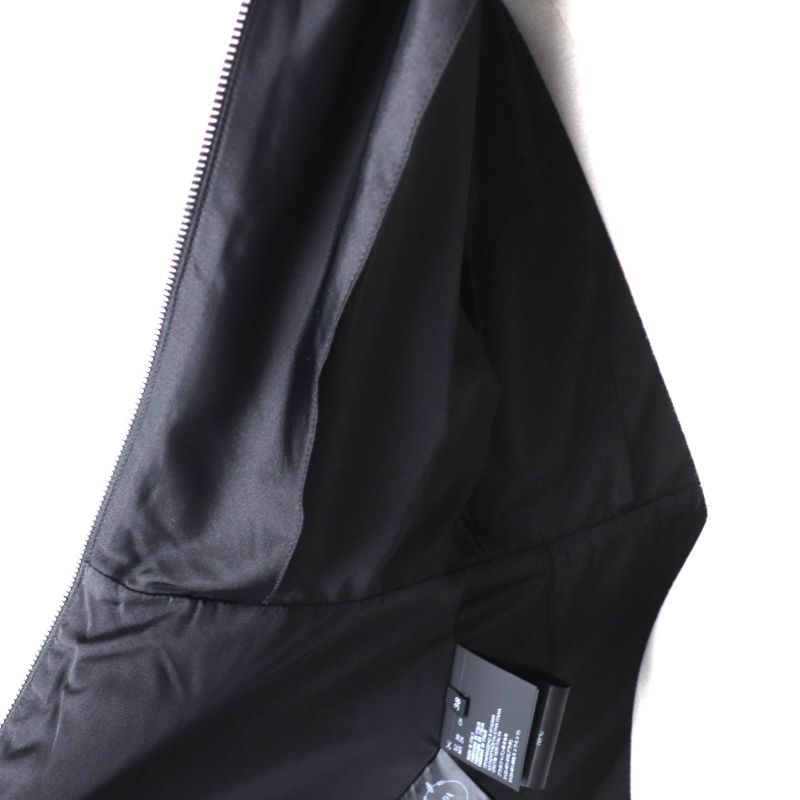 Prada 2020 P3c98 100% Silk Zip Up Long Sleeve Balloon Long Dress Black 38 Made