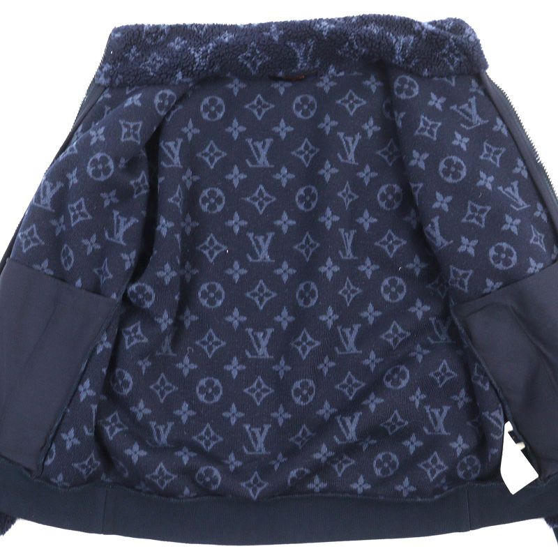 Louis Vuitton 21SS Monogram Jacquard Fleece Jacket Blouson Navy Blue S Made In