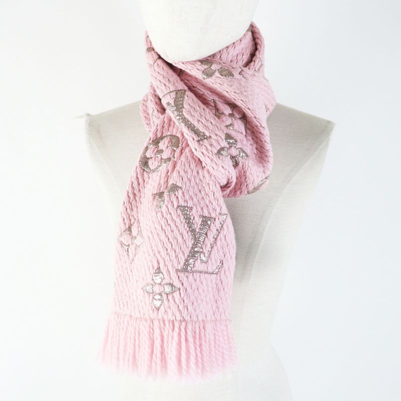 Louis Vuitton M70466 Logomania Wool Silk Rose Ballerine Monogram Pattern Scarf