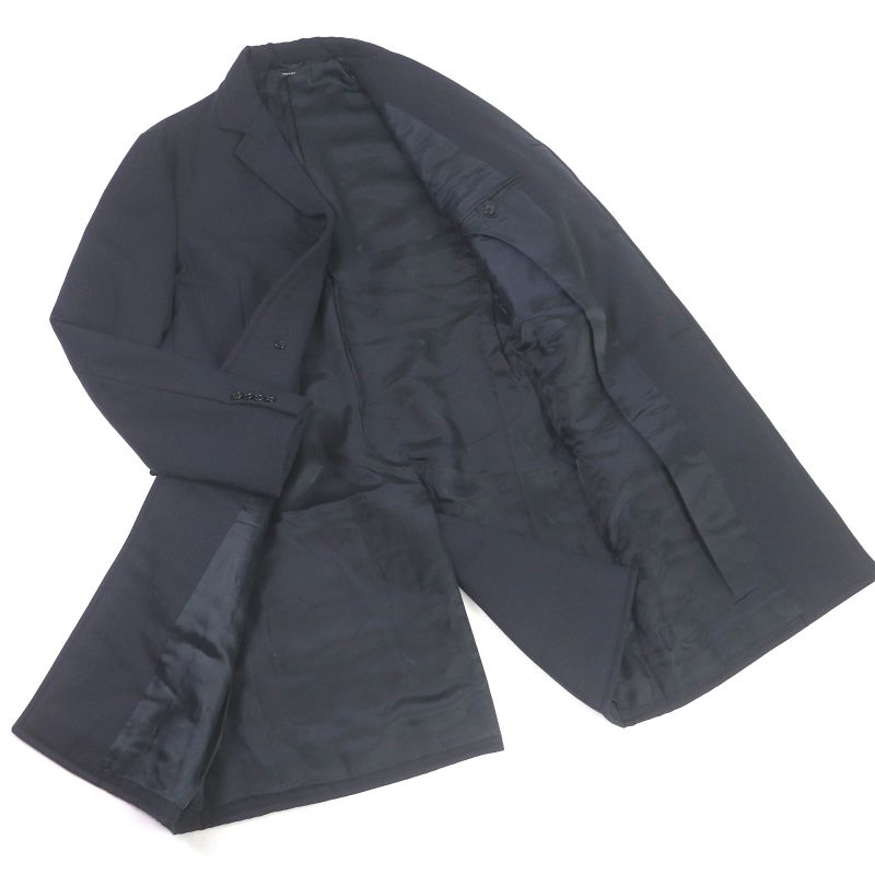 Hermes 20AW 100% Wool Full Logo On The Back Padded Chester Coat Navy 50 Made In