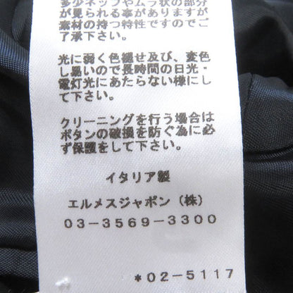 Hermes 20AW 100% Wool Full Logo On The Back Padded Chester Coat Navy 50 Made In