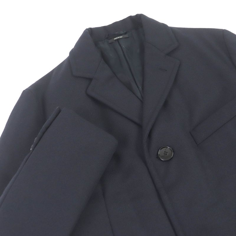 Hermes 20AW 100% Wool Full Logo On The Back Padded Chester Coat Navy 50 Made In