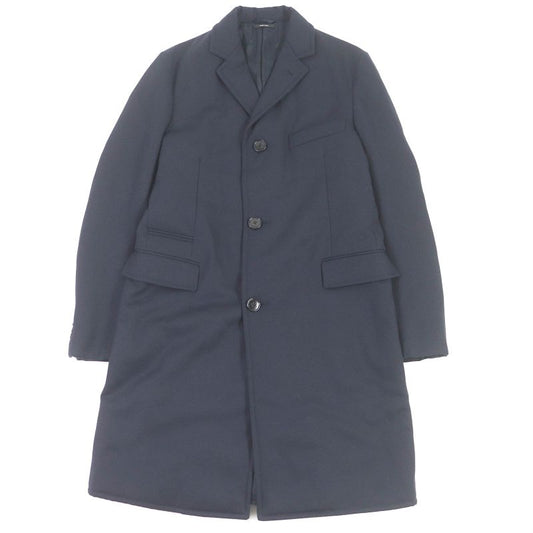 Hermes 20AW 100% Wool Full Logo On The Back Padded Chester Coat Navy 50 Made In