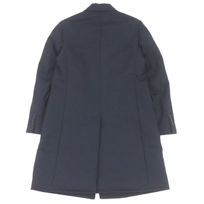 Hermes 20AW 100% Wool Full Logo On The Back Padded Chester Coat Navy 50 Made In