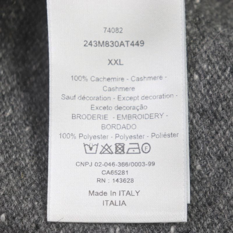 DIOR Homme 22AW 243m830at449 100% Cashmere Logo Embroidery Oversized Knit Long