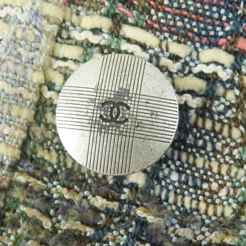 CHANEL Vintage 98P P10460 Wool Silk Blend Coco Mark Button Double Breasted