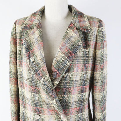 CHANEL Vintage 98P P10460 Wool Silk Blend Coco Mark Button Double Breasted