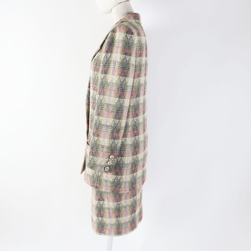 CHANEL Vintage 98P P10460 Wool Silk Blend Coco Mark Button Double Breasted