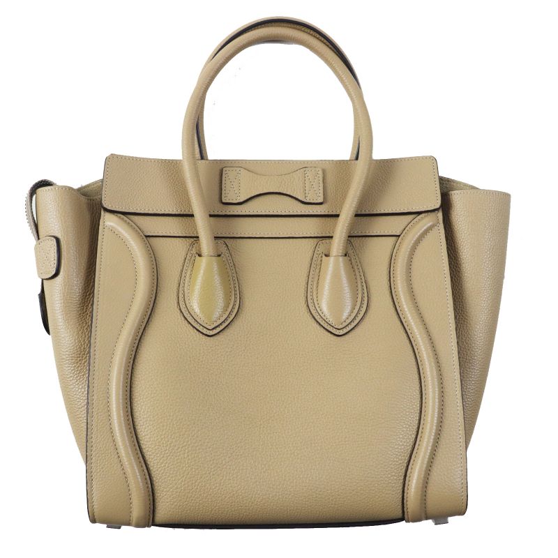 Celine 18979 Luggage Micro Shopper Dune (beige) Drummed Calfskin Handbag Made
