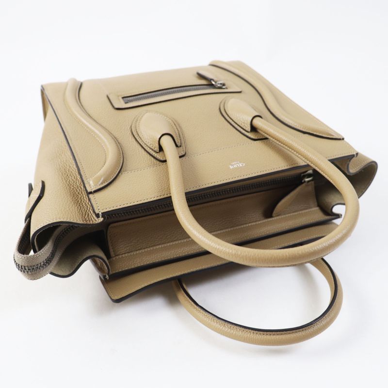 Celine 18979 Luggage Micro Shopper Dune (beige) Drummed Calfskin Handbag Made