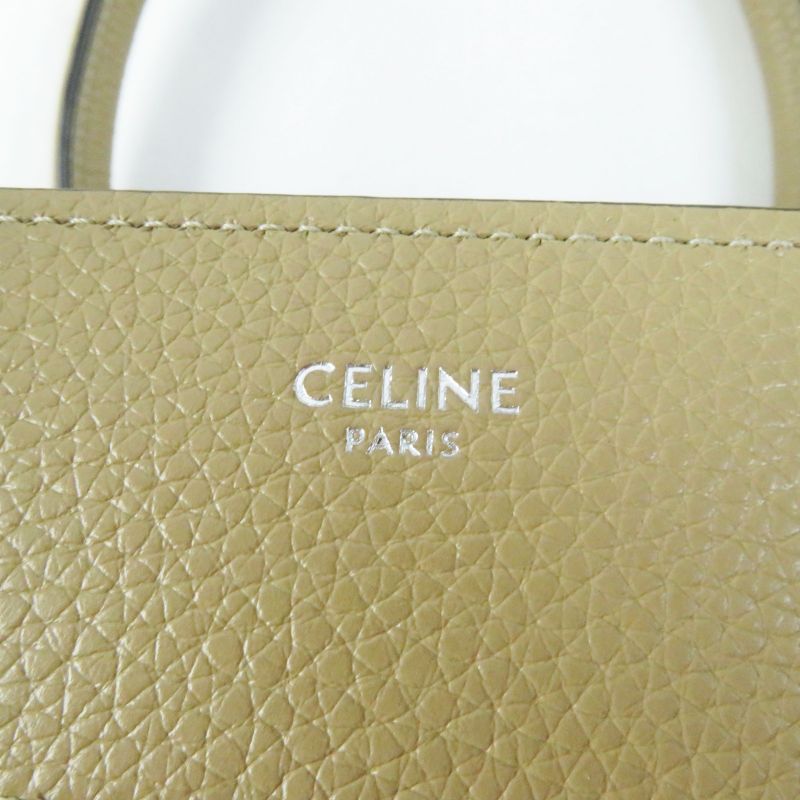Celine 18979 Luggage Micro Shopper Dune (beige) Drummed Calfskin Handbag Made