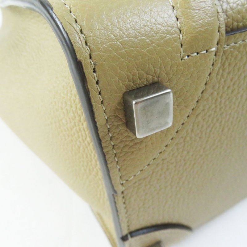 Celine 18979 Luggage Micro Shopper Dune (beige) Drummed Calfskin Handbag Made