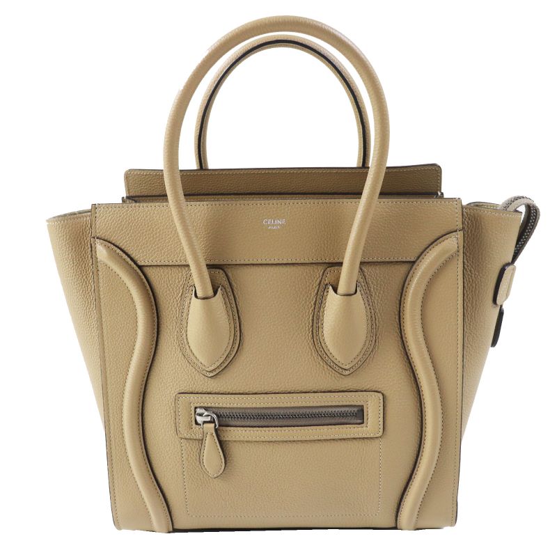 Celine 18979 Luggage Micro Shopper Dune (beige) Drummed Calfskin Handbag Made