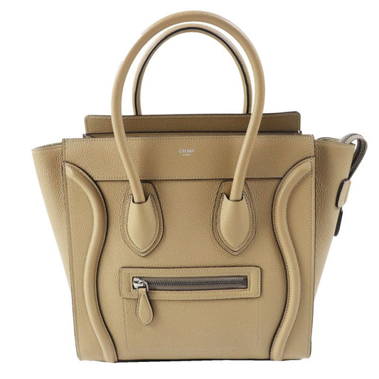 Celine 18979 Luggage Micro Shopper Dune (beige) Drummed Calfskin Handbag Made