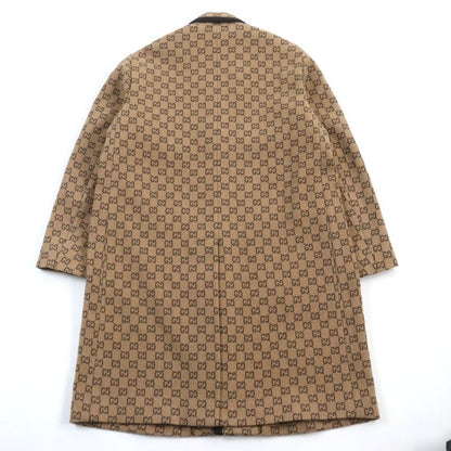 Gucci 598710 GG Jacquard Melton Walnut Buttons Long Length Chester Coat Beige