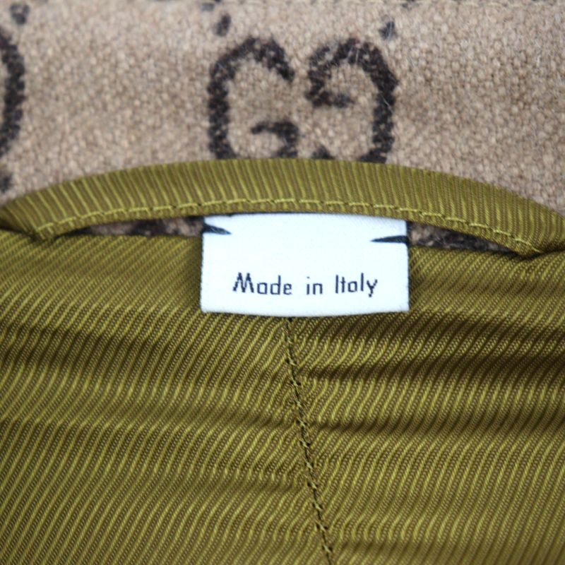 Gucci 598710 GG Jacquard Melton Walnut Buttons Long Length Chester Coat Beige