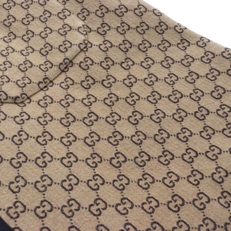 Gucci 598710 GG Jacquard Melton Walnut Buttons Long Length Chester Coat Beige