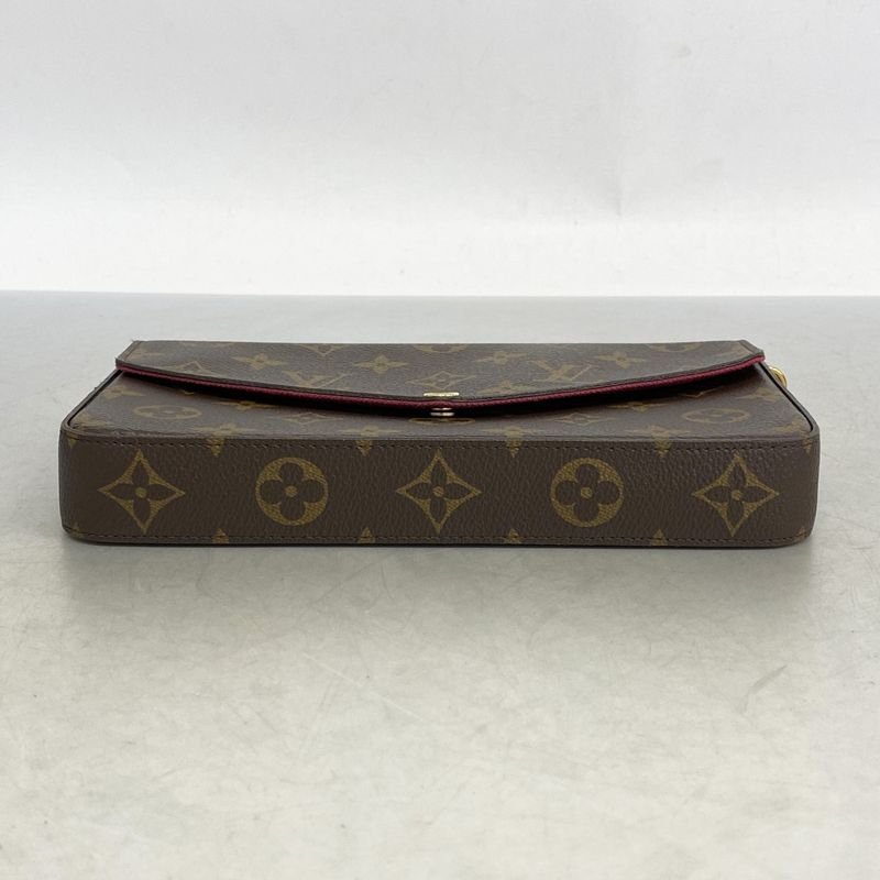 Louis Vuitton Shoulder Wallet Monogram Pochette Felicie M81896 Brown Fuchsia