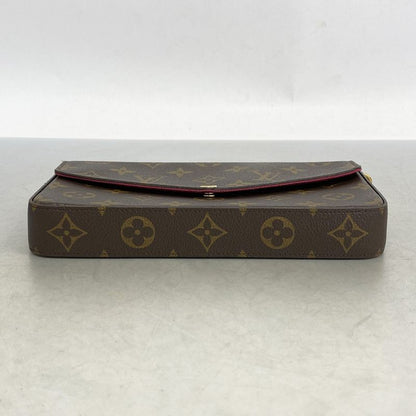 Louis Vuitton Shoulder Wallet Monogram Pochette Felicie M81896 Brown Fuchsia