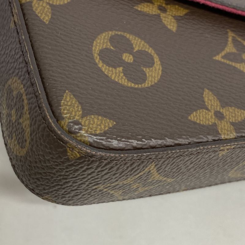 Louis Vuitton Shoulder Wallet Monogram Pochette Felicie M81896 Brown Fuchsia