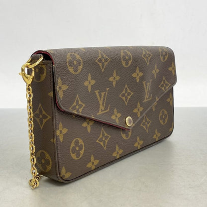 Louis Vuitton Shoulder Wallet Monogram Pochette Felicie M81896 Brown Fuchsia